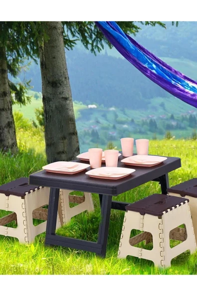 Exent 48 x 38 cm Plastik Katlanır Kamp Sehpası