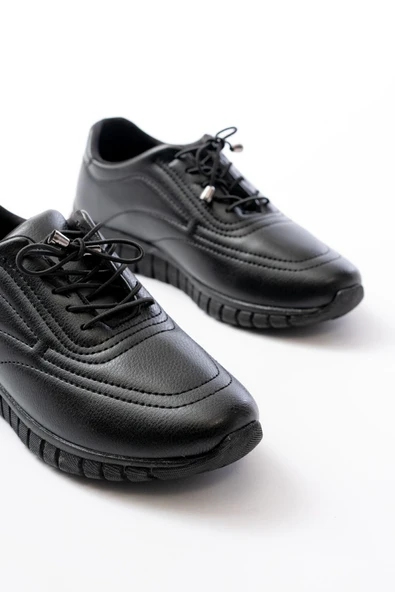 K-504 Siyah Bağcıklı Desenli Günlük Spor Ayakkabı - 3