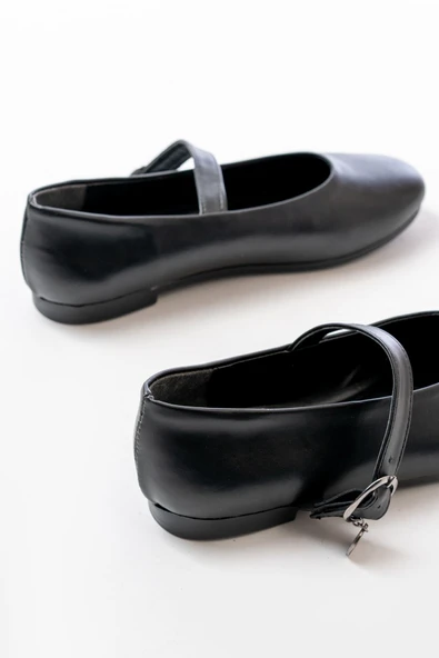 İNF-324 Siyah Baretli Tokalı Günlük Kadın Babet - 6