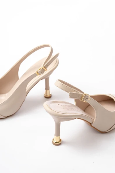 İNF-1151 Bej Günlük Arkası Açık Topuklu Bayan Ayakkabı - Resim 5