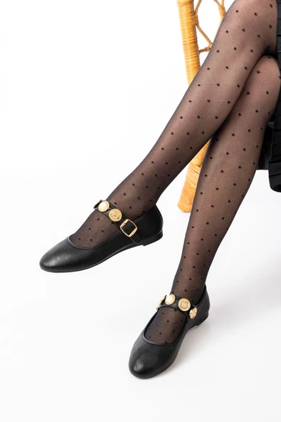 İNF-6363 Siyah Baret Tokalı Günlük Bayan Ayakkabı - Resim 3