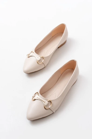 İNF-129 Ten Günlük Taş Aksesuarlı Babet - 5