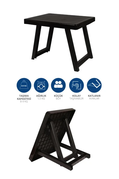 Exent 48 x 38 cm Plastik Katlanır Kamp Sehpası - 3