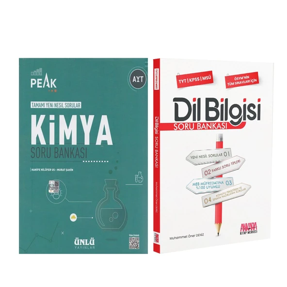 Ünlü Yayıncılık AYT Kimya Best Peak ve AKM Dil Bilgisi Soru Bankası Seti 2 Kitap
