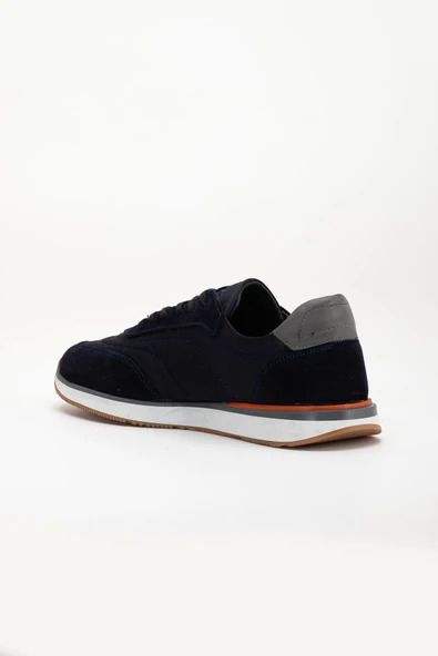 Hakiki Deri Süet Erkek Günlük Ayakkabı Lacivert Termo 2 Renk Taban Bağcıklı - Resim 5