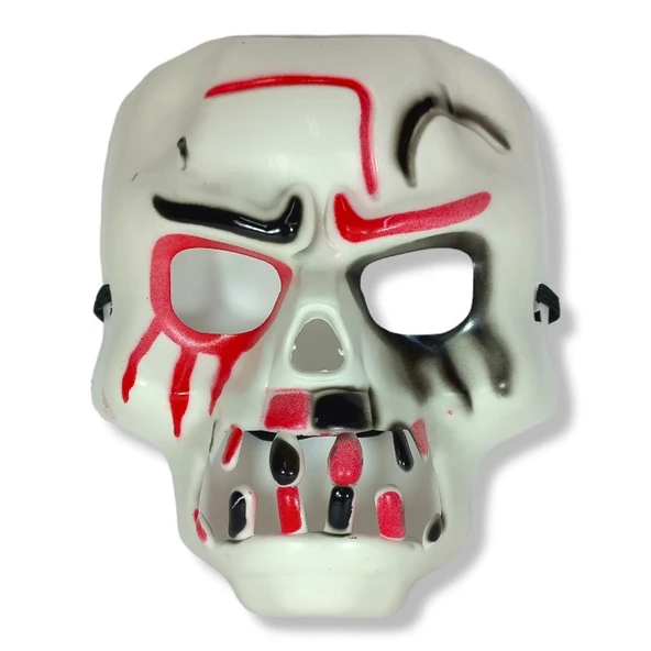 Beyaz Üzeri Rengarenk Korku Dişli Kafatası Maskesi 30x22 cm ürün görseli 1
