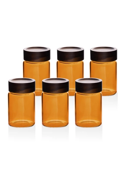 The Mia The Mia Akasya Yuvarlak Cam Kavanoz Seti Amber 6 Parça 250 ml