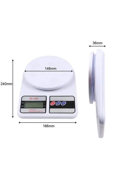Dijital Hassas Mutfak Terazisi 10 Kg Lcd Ekranlı Yemek Tartısı 1 gr Hassas Dara Ölçüm Terazi Pilli - 4