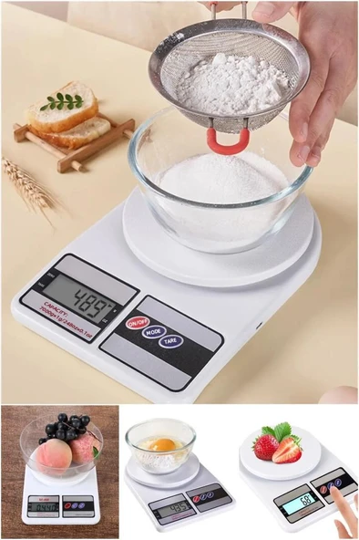 Dijital Hassas Mutfak Terazisi 10 Kg Lcd Ekranlı Yemek Tartısı 1 gr Hassas Dara Ölçüm Terazi Pilli - 5