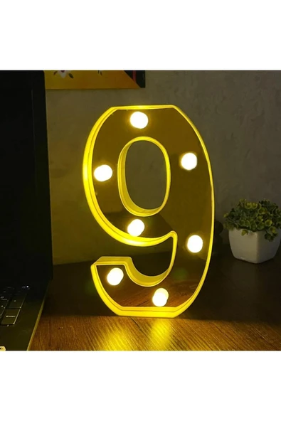 Büyük Boy Led Işıklı 3d Rakam Sayı Doğum Günü Kutlama Organizasyon Işıklı Sayı - 9