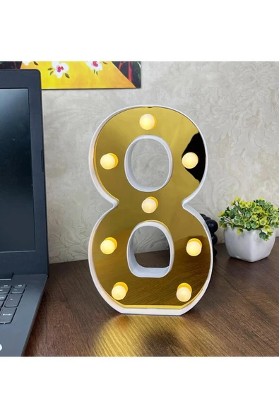 Büyük Boy Led Işıklı 3d Rakam Sayı Doğum Günü Kutlama Organizasyon Işıklı Sayı - 8