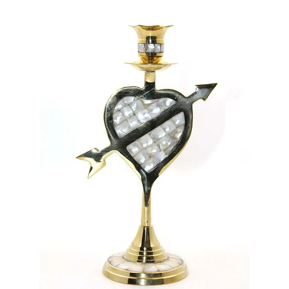 Pirinç Sedefli Tekli Şamdan - Resim 2