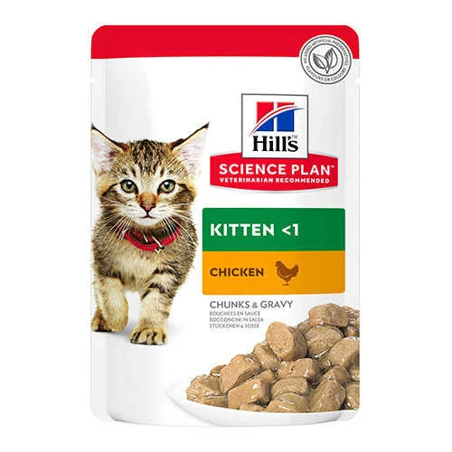 Hills Kitten Yavru Kedi Konserve 85GR 12ADET Chicken Chunks Gravy Yavru Kedi Yaş Kedi Maması Pouch - Resim 2