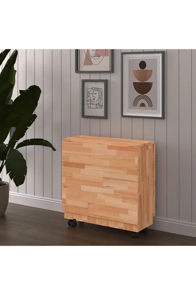 Masif Ahşap Katlanır Mutfak Yemek Çalışma Masası Masif-01 - Resim 10