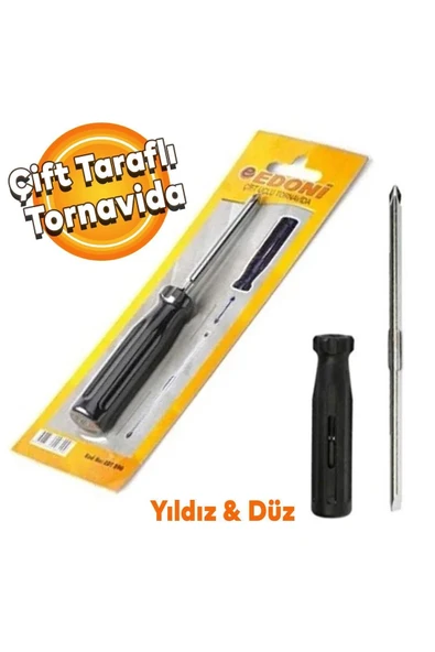 Edoni Edt890 Çift Uçlu Tornavida Yıldız+Düz Değişken Uçlu 15 cm