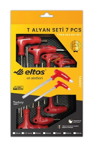 Eltos 7 Parça T Tipi Alyan Takımı Özel Isıl Işlem Görmüş Uçları Süper Sağlam Özellikte T Alyen Seti