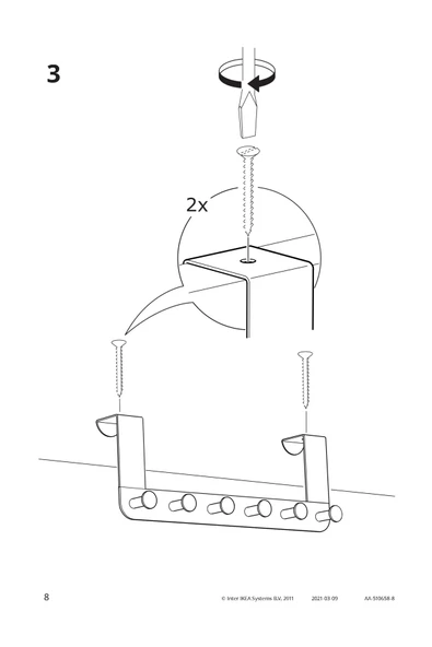 İKEA Ahtapot Enudden Metal Kapı Üstü Askısı Beyaz 6 Bölmeli 35x13-1 ADET - 3