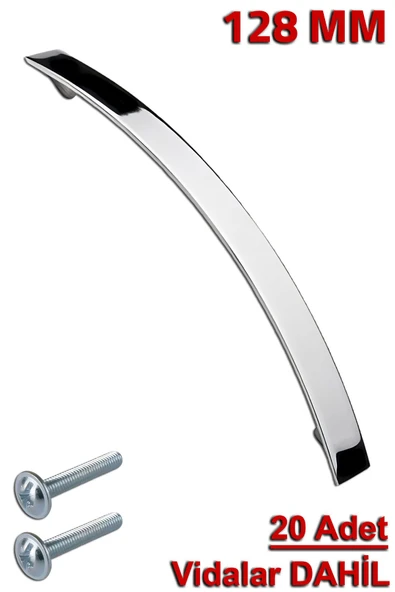 Yalı Kulp 128 Mm Vidalar Dahil (20 Adet) - Mobilya Kulpları - Metalik