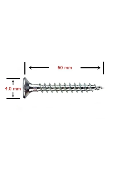 Sunta Vidası 4.0x60 Mm Çinko (200 Adet)