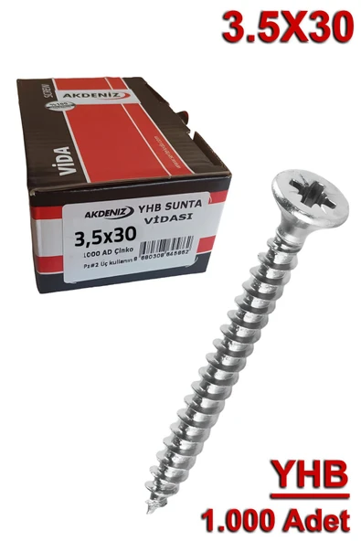 Akdeniz Sunta Vidası 3.5X30 (1000 Adet) ürün görseli