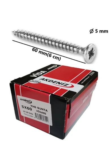 5x60 Sunta Ve Ağaç Vidası Paket 200 Adet ürün görseli