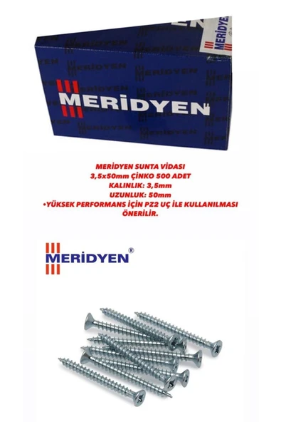 Sunta Vidası 3,5x50 Mm Çinko 500 Adet