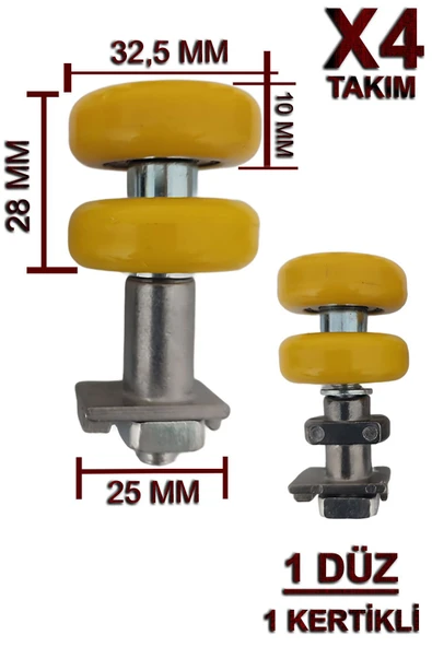 Cam Balkon Tekeri Sarı (4 TAKIM) 8 Adet Teker Gönderilir. ürün görseli