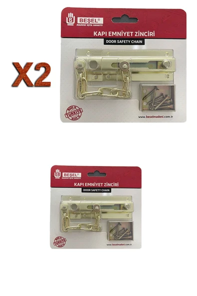 Sürgülü Kapı Emniyet Zinciri Saten (2 Adet) ürün görseli