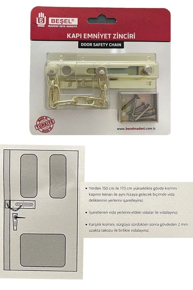Sürgülü Kapı Emniyet Zinciri Saten (1 Adet) ürün görseli 1
