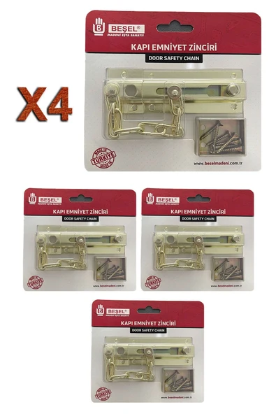 Sürgülü Kapı Emniyet Zinciri Saten (4 Adet) ürün görseli