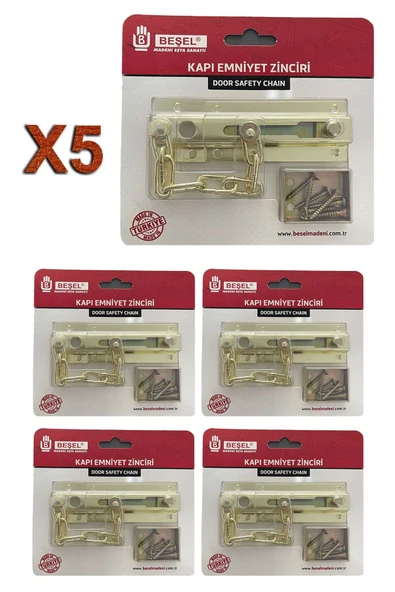 Sürgülü Kapı Emniyet Zinciri Saten (5 Adet) ürün görseli