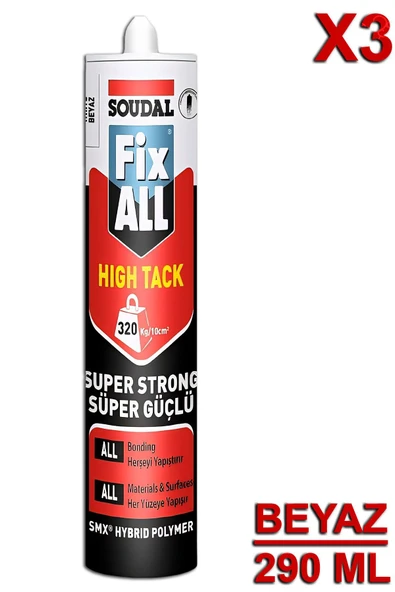 Soudal Fix All High Tack 290 ML Beyaz (3 Adet)