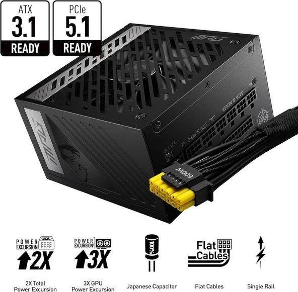 MSI MPG A850G Gen5 850 W Power Supply Outlet - Resim 3