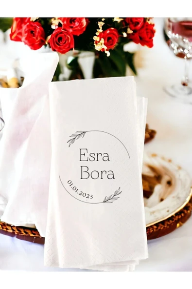 Lion Baskı ve Organizasyon  Kişiye Özel Sade Söz, Nişan, Düğün Temalı Baskılı Peçete 20’li ürün görseli