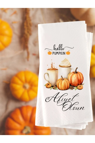 Lion Baskı ve Organizasyon  Balkabağı Temalı Afiyet Olsun Baskılı Peçete 20 Adet 002x ürün görseli