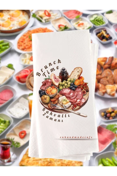Lion Baskı ve Organizasyon  Brunch Kahvaltı Temalı Baskılı Peçete 20 Adet 1xx ürün görseli
