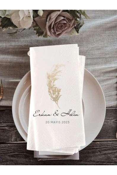 Lion Baskı ve Organizasyon  Kişiye Özel Söz Nişan Baskılı Peçete 20 Adet ürün görseli