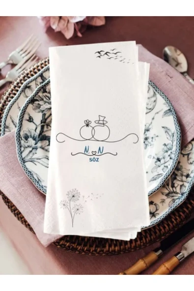 Lion Baskı ve Organizasyon  Söz Nişan Kına Düğün Konsept Baskılı Peçete 06 ürün görseli