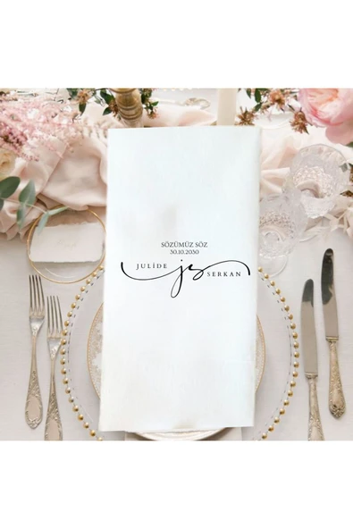 Lion Baskı ve Organizasyon  Kişiye Özel Sade Söz, Nişan, Düğün Temalı Baskılı Peçete 20’li paket ürün görseli