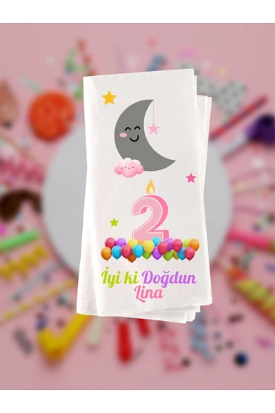 Lion Baskı ve Organizasyon  Çocuk Doğum Günü Yaş Baskılı Konsept Peçete 20 Adet 004 ürün görseli