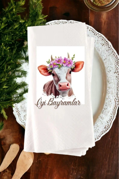 Lion Baskı ve Organizasyon  Kişiye Özel İyi Bayramlar Baskılı Sunum Peçetesi 20’li ürün görseli