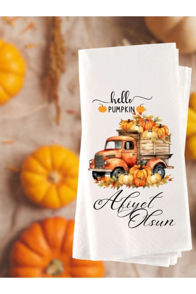 Lion Baskı ve Organizasyon  Balkabağı Temalı Afiyet Olsun Baskılı Peçete 20 Adet 007 ürün görseli