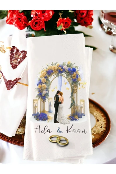 Lion Baskı ve Organizasyon  Kişiye Özel Sade Söz, Nişan, Düğün Temalı Baskılı Peçete 20’li ürün görseli