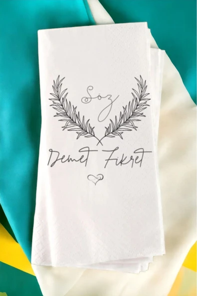 Lion Baskı ve Organizasyon  Kişiye Özel Söz, Nişan, Kına, Düğün Konsept Baskılı Sunum Peçetesi 20’li ürün görseli