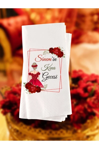 Lion Baskı ve Organizasyon  Söz Ve Nişan Kına Gecesi Baskılı Sunum Peçetesi 20 Adet ürün görseli