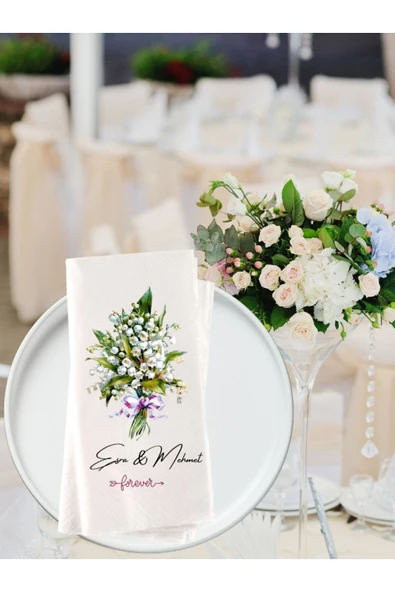 Lion Baskı ve Organizasyon  Nişan Düğün Vadideki Zambak2 Temalı Kişiye Özel Baskılı Peçete 20adet ürün görseli