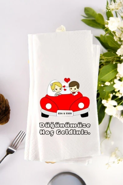 Lion Baskı ve Organizasyon  Kişiye Özel Söz, Nişan, Kına, Düğün Organizasyon Düğünümüze Hoşgeldiniz Temalı Baskılı Peçete 20’li ürün görseli