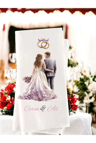 Lion Baskı ve Organizasyon  Kişiye Özel Sade Söz, Nişan, Düğün Temalı Baskılı Peçete 20’li ürün görseli