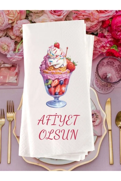 Lion Baskı ve Organizasyon  Dondurma Temalı Afiyet Olsun Baskılı Peçete 20 Adet 1000 ürün görseli