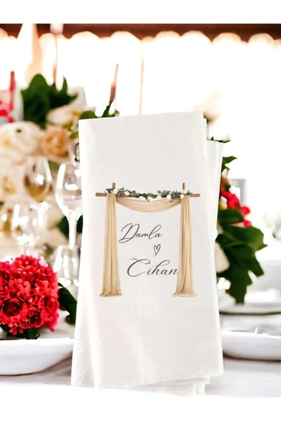 Lion Baskı ve Organizasyon  Kişiye Özel Sade Söz, Nişan, Düğün Temalı Baskılı Peçete 20’li ürün görseli